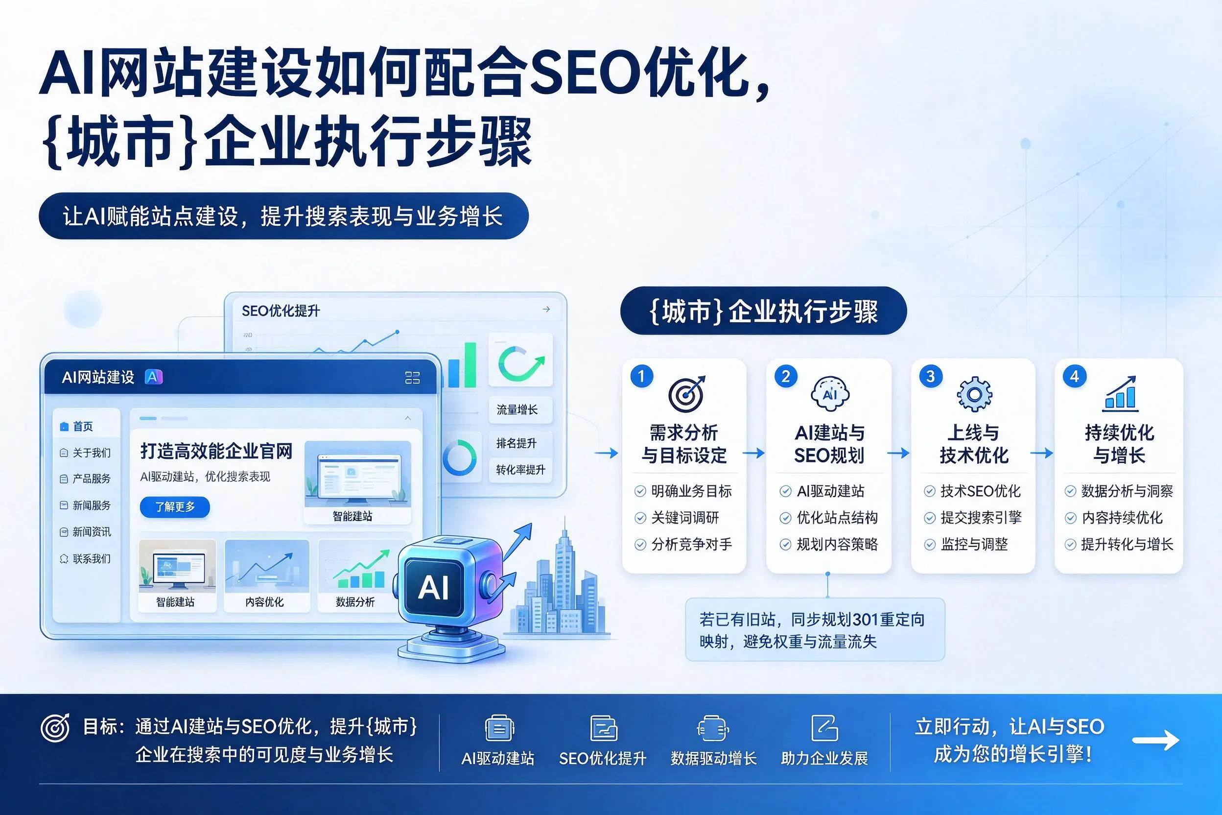 AI网站建设如何配合SEO优化,宁夏企业执行步骤