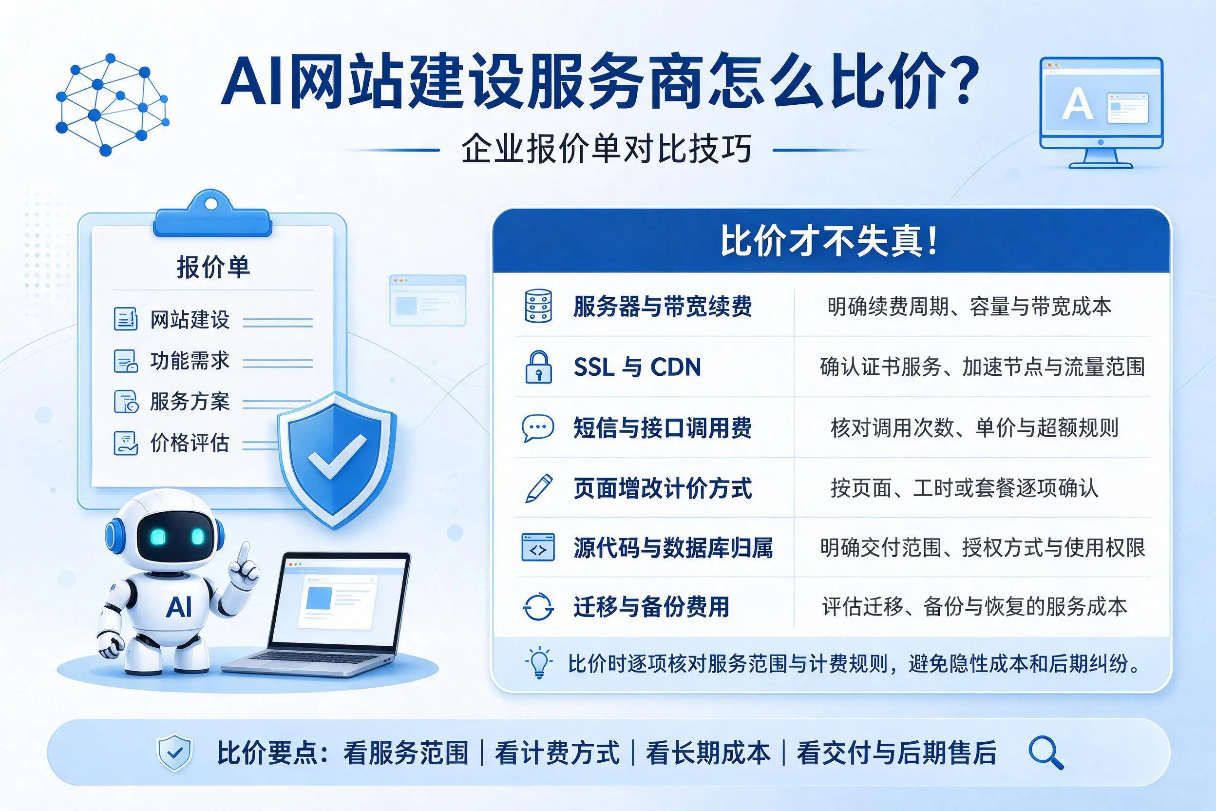 AI网站建设服务商怎么比价?宁夏企业报价单对比技巧
