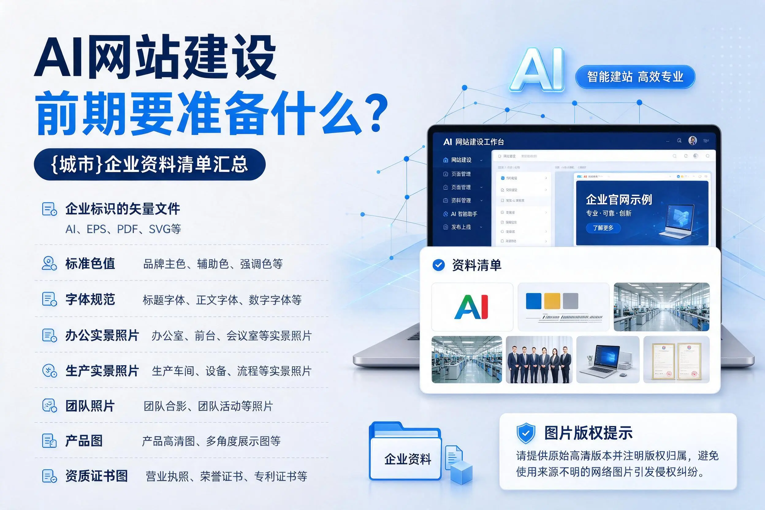 AI网站建设前期要准备什么?宁夏企业资料清单汇总